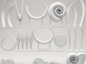 set of statues and sculptures 3D Model