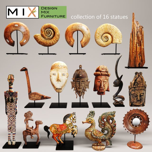 figurines collection statues set Model 3D .c4d .max .obj .3ds .fbx .stl .blend 