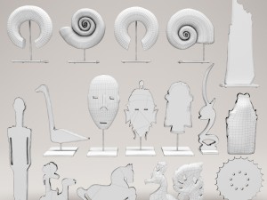 figurines collection statues set Model 3D