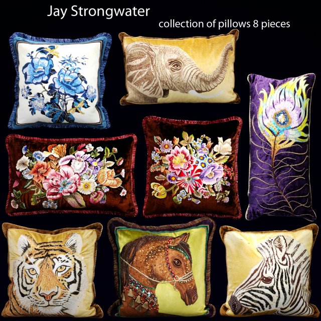 pillow set 3D 모델 .c4d .max .obj .3ds .fbx .stl .blend 