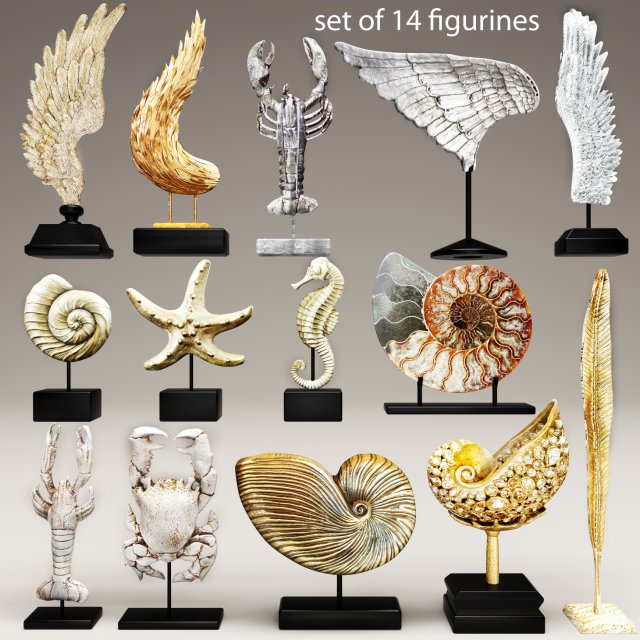 collection figurines statues 3D Модель .c4d .max .obj .3ds .fbx .stl .blend 