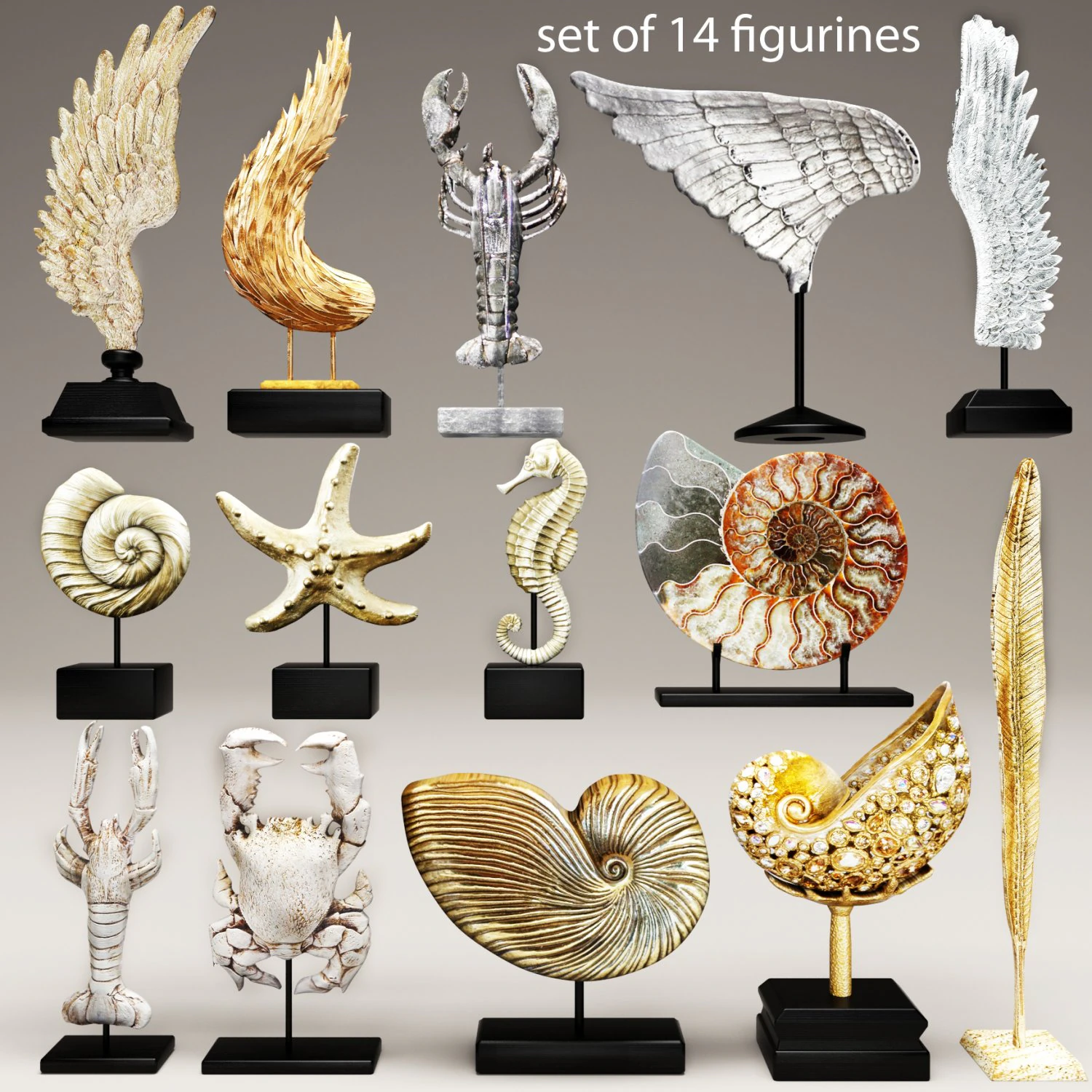collection figurines statues 3D Model .c4d .max .obj .3ds .fbx .stl .blend