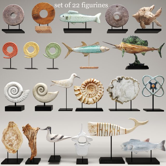 collection figurines 3D Модель .c4d .max .obj .3ds .fbx .stl .blend 