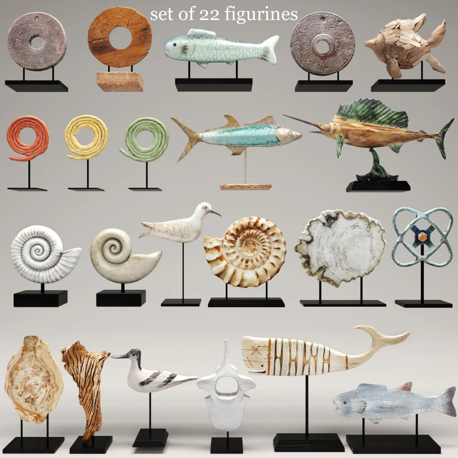collection figurines 3D Model .c4d .max .obj .3ds .fbx .stl .blend 
