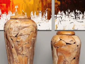collection of wooden vases 3D Model