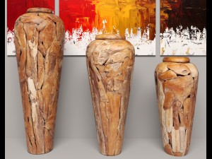 collection of wooden vases 3D Модель