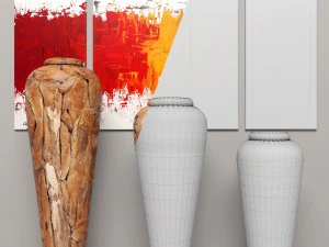 collection of wooden vases 3D Model