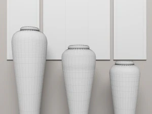 collection of wooden vases 3D Model