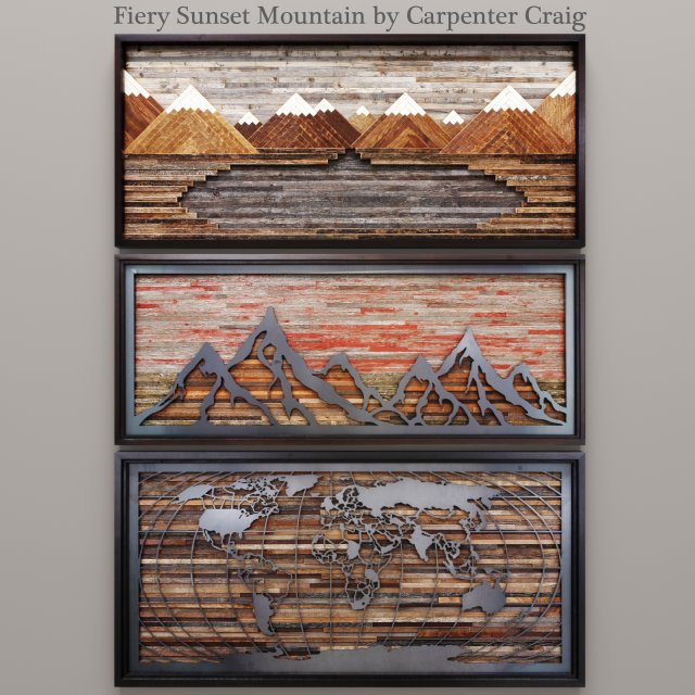 wood wall art Model 3D .c4d .max .obj .3ds .fbx .stl .blend 