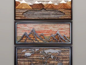 houten muurkunst 3D Model