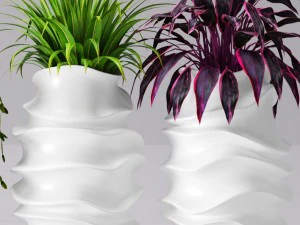 collection of plants in pots 3D Model
