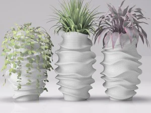 collection of plants in pots 3D Model
