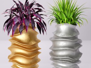 collection of plants in pots 3D Model