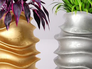 collection of plants in pots 3D Model