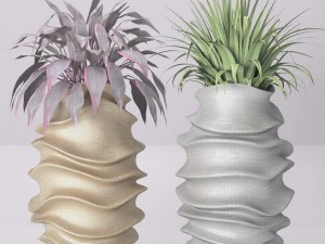 collection of plants in pots 3D Model