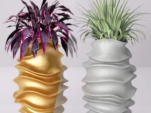 collection of plants in pots 3D Model