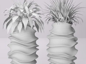 collection of plants in pots 3D Model