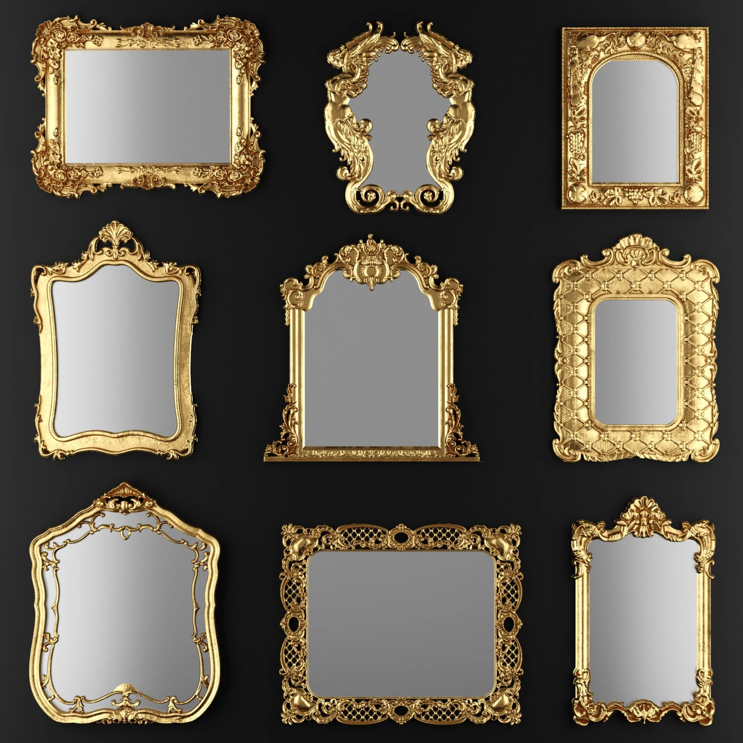 collection of mirrors 3D Model .c4d .max .obj .3ds .fbx .stl .blend 