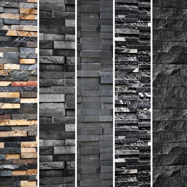 collection of black stone slate 3D 模型 .c4d .max .obj .3ds .fbx .stl .blend 