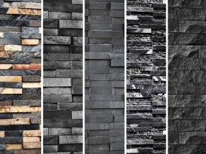 collection of black stone slate 3D मॉडल