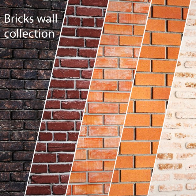 bricks wall set 3D 모델 .c4d .max .obj .3ds .fbx .stl .blend 
