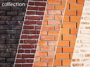 bricks wall set Model 3D
