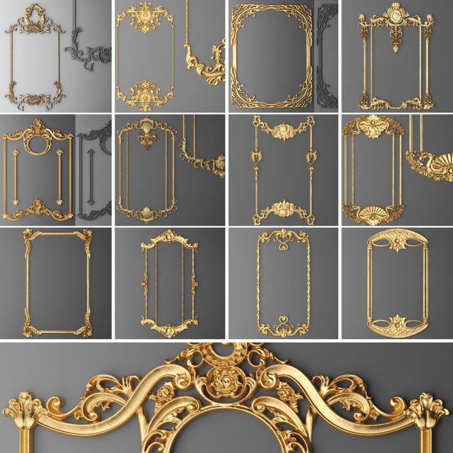 collection stucco molding frame Modello 3D .c4d .max .obj .3ds .fbx .stl .blend 