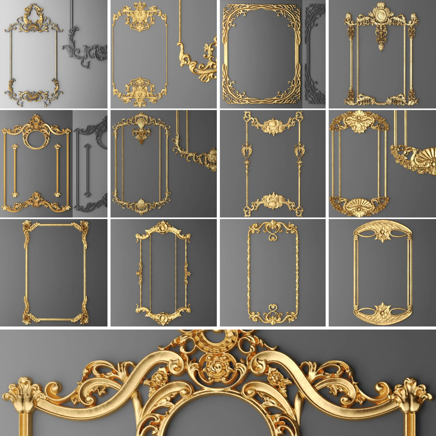 collection stucco molding frame 3D Model .c4d .max .obj .3ds .fbx .stl .blend 