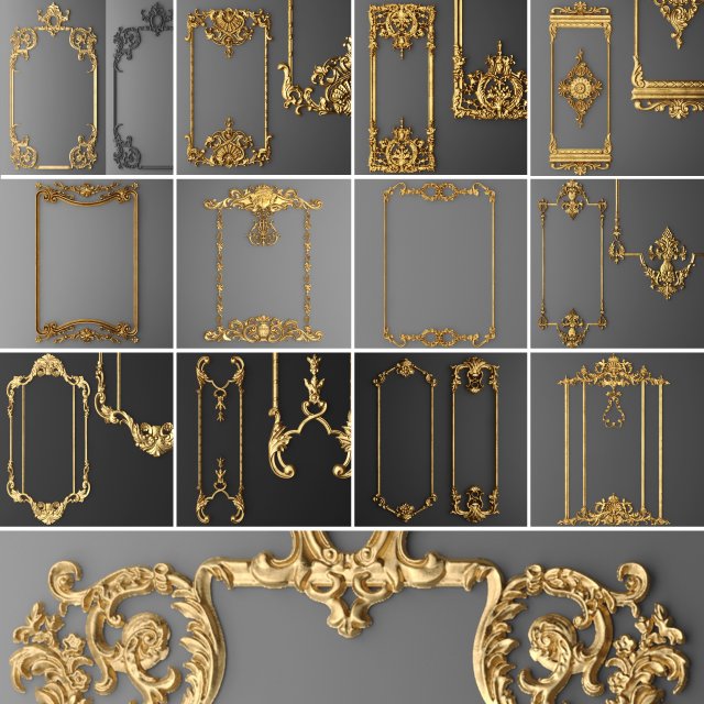 collection stucco molding frame Modèle 3D .c4d .max .obj .3ds .fbx .stl .blend 