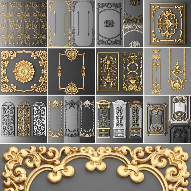 collection stucco molding frame 3D Модель .c4d .max .obj .3ds .fbx .stl .blend 