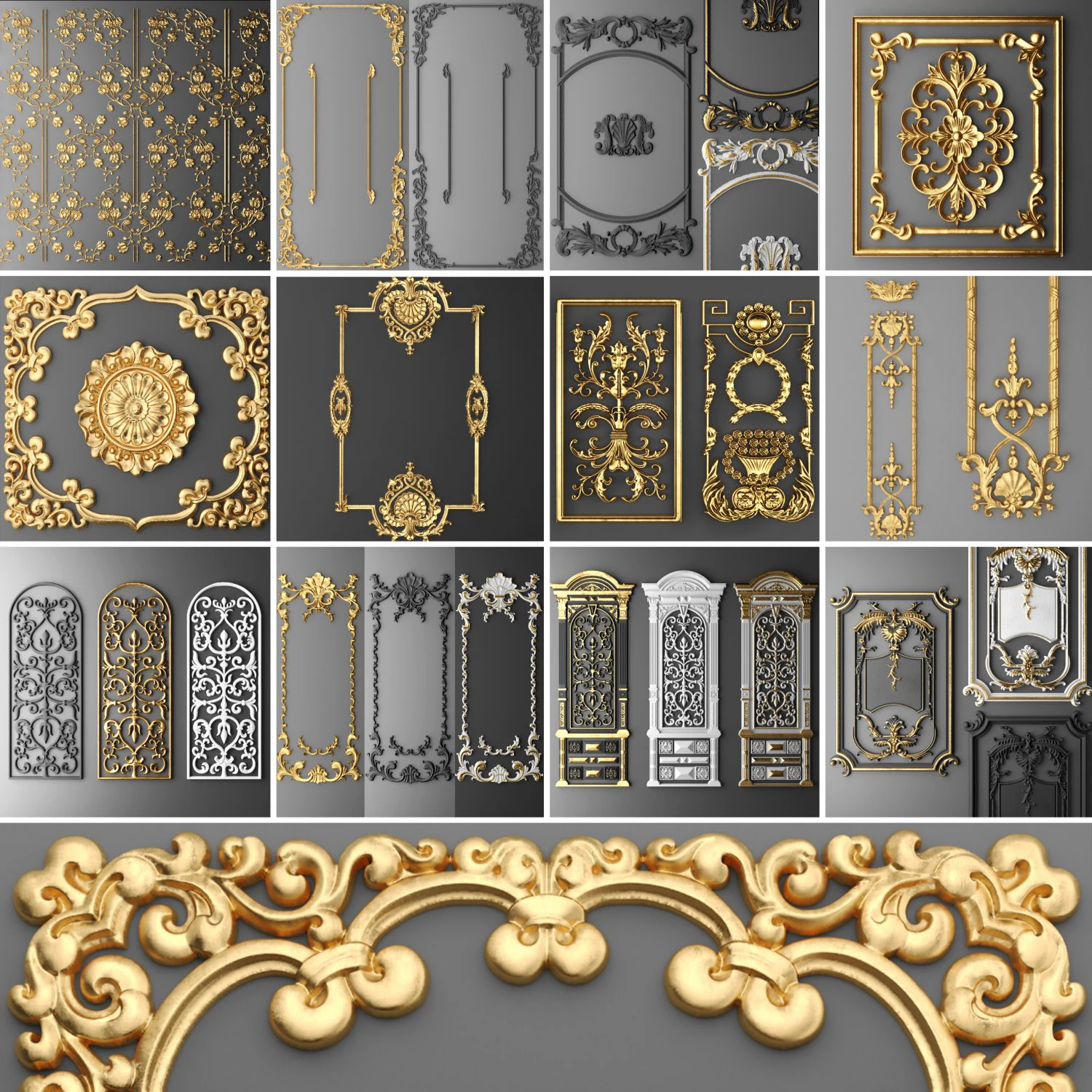 collection stucco molding frame 3D Model .c4d .max .obj .3ds .fbx .stl .blend 