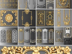 kolekcja sztukateryjnych ramek Model 3D