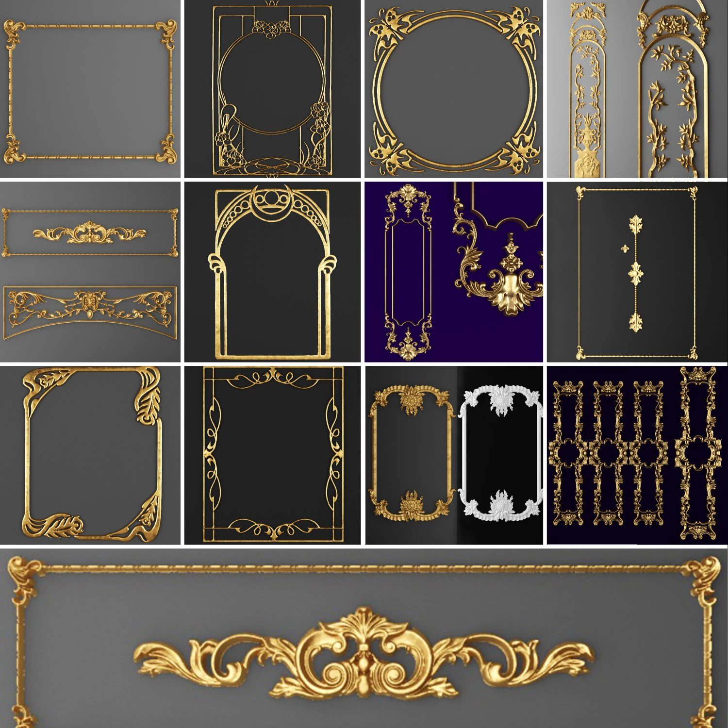 collection stucco molding frame 3D Model .c4d .max .obj .3ds .fbx .stl .blend 
