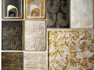 a collection of gold-plated paintings 3D Model