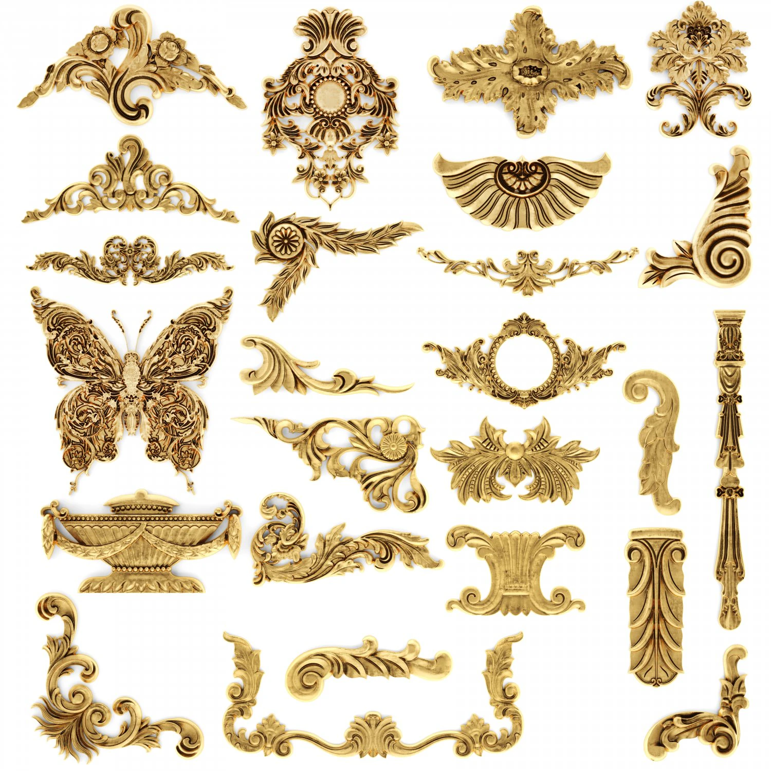 cartouches set 3D Model .c4d .max .obj .3ds .fbx .stl .blend 