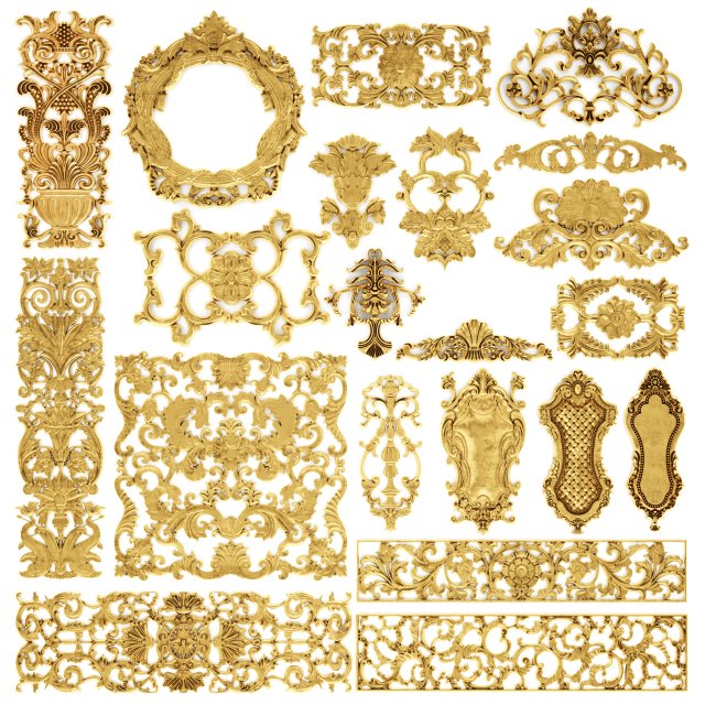 cartouches set 3D Модель .c4d .max .obj .3ds .fbx .stl .blend 