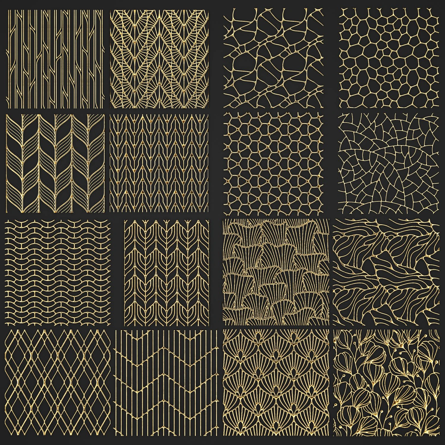 collection of golden lattice 3D Model .c4d .max .obj .3ds .fbx .stl .blend 