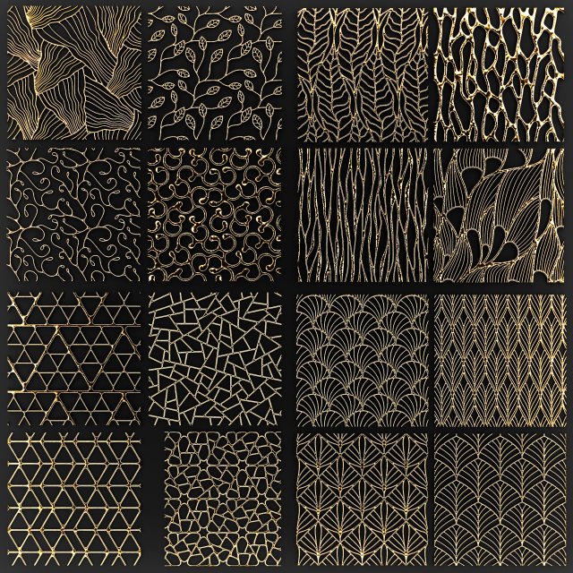 collection of golden lattice 3D Model .c4d .max .obj .3ds .fbx .stl .blend 