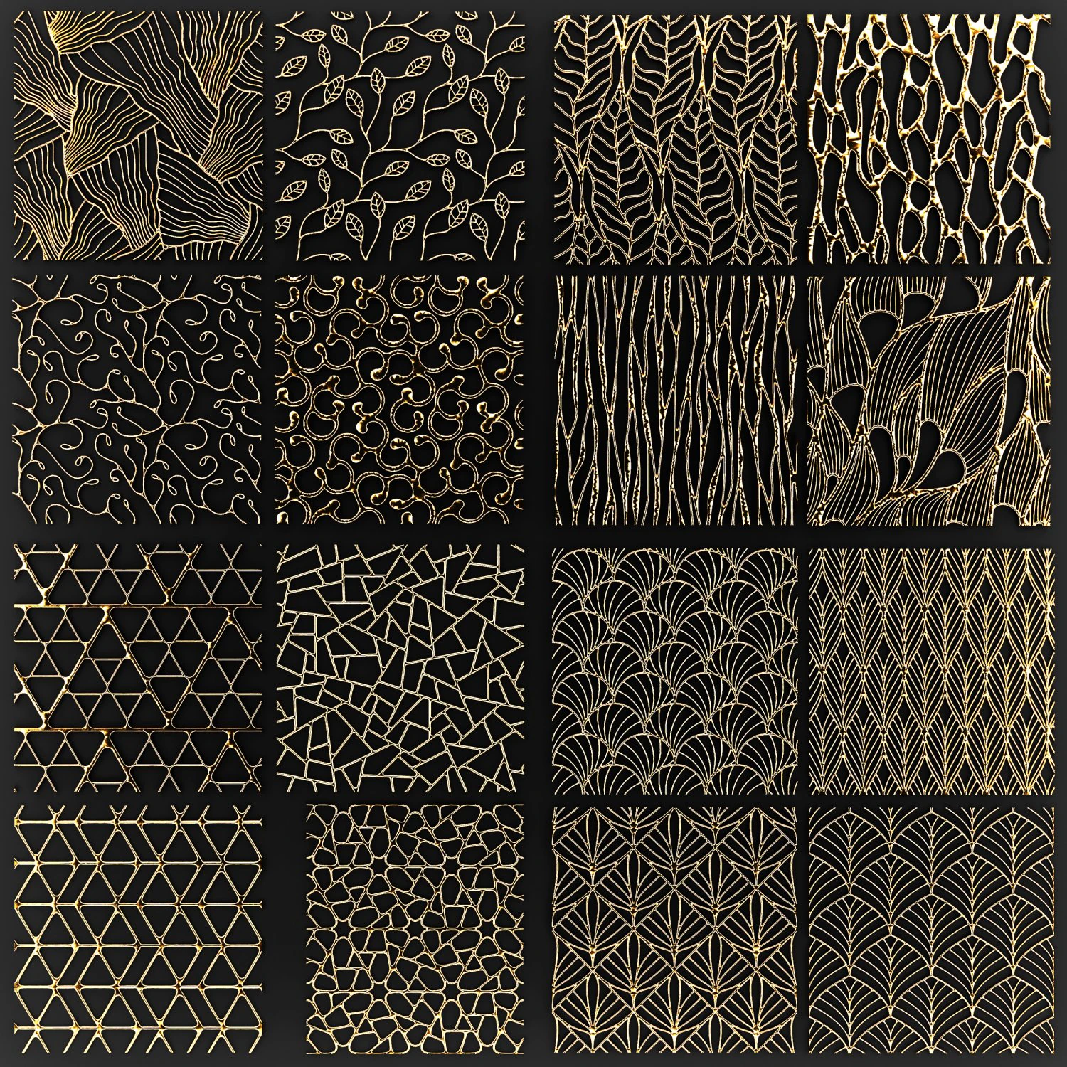 collection of golden lattice 3D Model .c4d .max .obj .3ds .fbx .stl .blend 