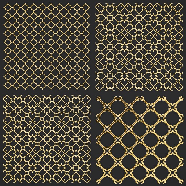 collection of golden lattice 3D-Modell .c4d .max .obj .3ds .fbx .stl .blend 
