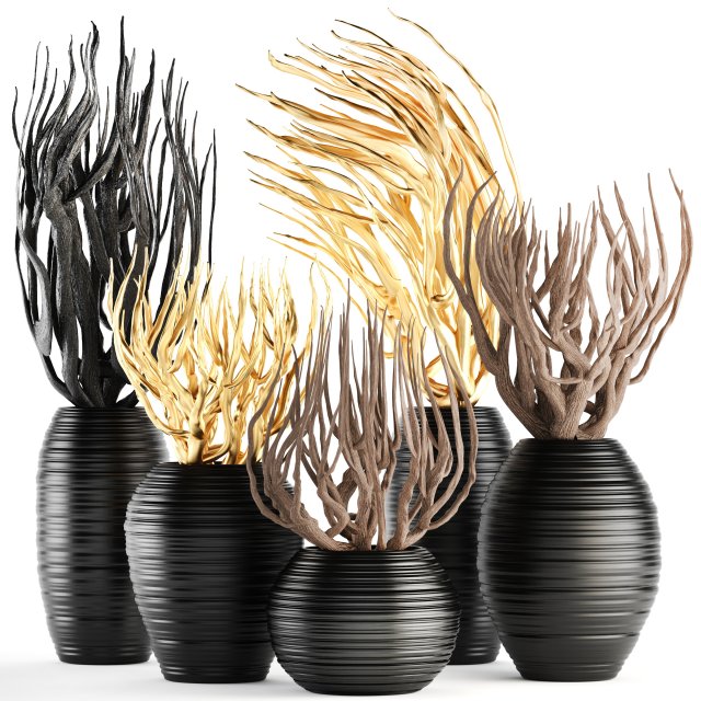 decorative vase with branches 3D Модель .c4d .max .obj .3ds .fbx .stl .blend 