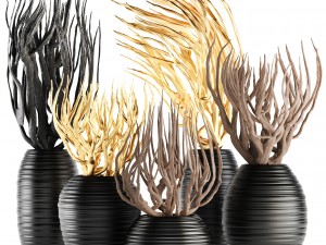 decorative vase with branches 3D Model