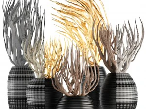 decorative vase with branches 3D Model