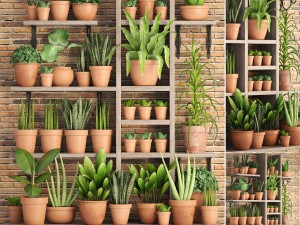 collection of plants in clay pots Modello 3D