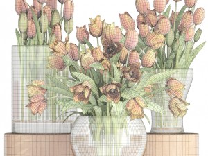 bouquet of tulips set 3D मॉडल