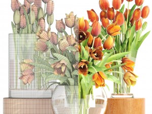 bouquet of tulips set 3D मॉडल