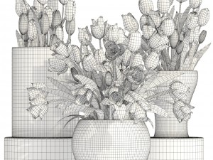 bouquet of tulips set 3D मॉडल