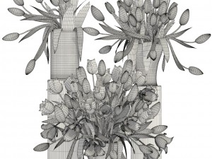 bouquet of tulips set 3D Model