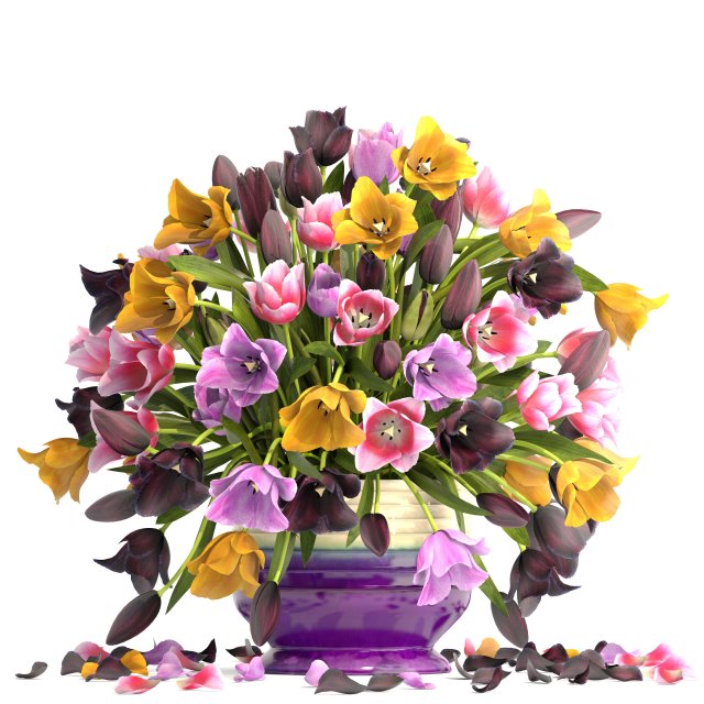 bouquet of tulips 3D 모델 .c4d .max .obj .3ds .fbx .stl .blend 