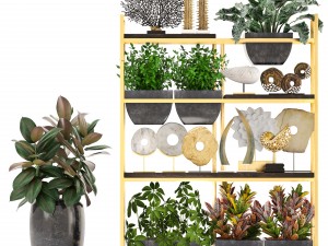 rack with the decor of figurines and plants Modèle 3D